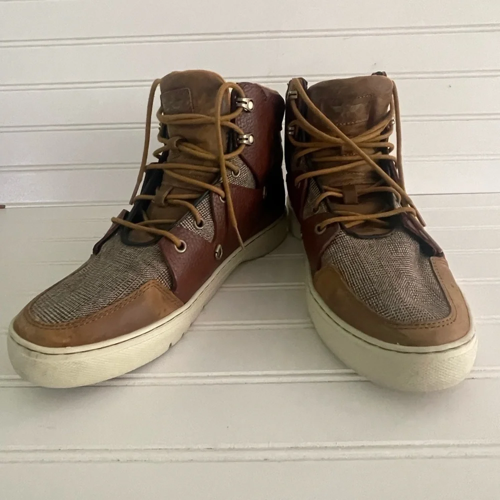 Creative Reaction Spero Mens Size 10.5 Brown Tweed Leather Sneaker Shoe